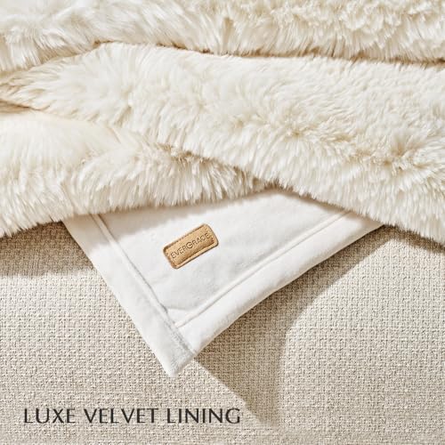 EverGrace Faux Chinchilla Fur Throw Blanket, 72"x90", Arctic White - color: Arctic White, size: 72"x90"