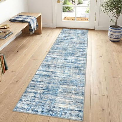 KOZYFLY Modern Washable Rug Runner 2x7 Hallway Runner Rug Blue Beige - color: Blue Beige, size: 2' x 7' (Runner)