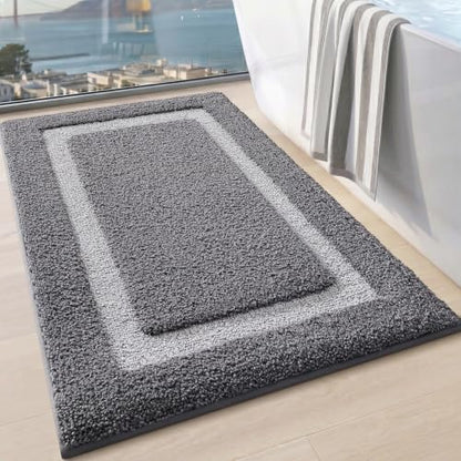 LUMI Bathroom Rug, Non Slip Absorbent Bath Mat, Dark Grey, 24"x36" - color: Dark Grey, size: 24"x36"