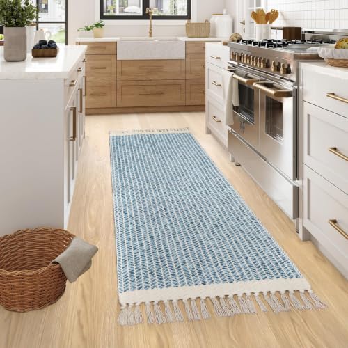 Lahome Boho Bathroom Runner Rug, 2x6 Washable Rugs for Kitchen Hallway - color: Blue/Multi, size: 2' x 6' (Runner)