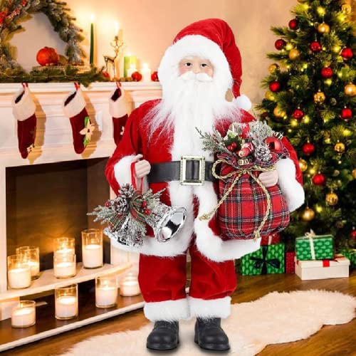 Uten Christmas Decorations, 18" Santa Claus Christmas Figurine Figure Decoration with Gifts Bag and French Horn for Holiday Party Home Decoration… - size: 18(2)''