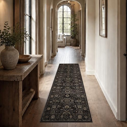 Zeeinx 2x6 Washable Runner Rugs for Hallway Kitchen Runner Rug Black Gold - color: Black Gold, size: 2'*6'(Runner)