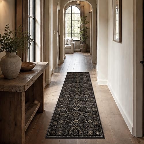 Zeeinx 2x6 Washable Runner Rugs for Hallway Kitchen Runner Rug Black Gold - color: Black Gold, size: 2'*6'(Runner)