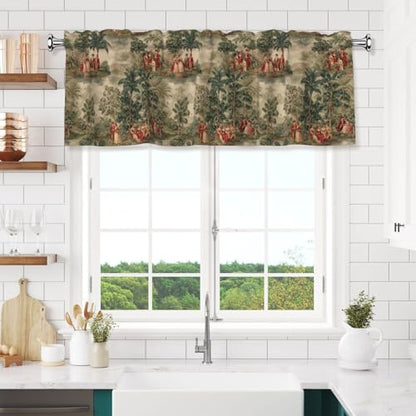 French Country Curtain Valance 54x18 Inches Window Treatment Rod Pocket Valance for Kitchen Bathroom Bedroom - color: French Country