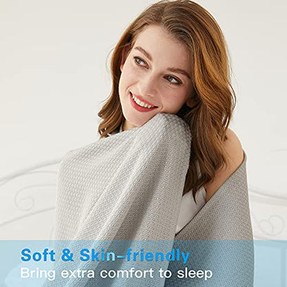 AmyHomie Cooling Blanket 79"x91", 100% Rayon Derived from Bamboo - color: Light Gray, size: 79" x 91"