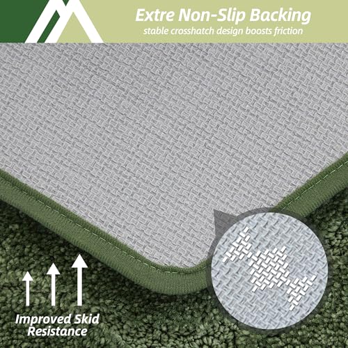 COSY HOMEER Plush Non-Slip Bath Mat, Green, 24" x 60" - color: Green, size: 24" x 60" (Oval)