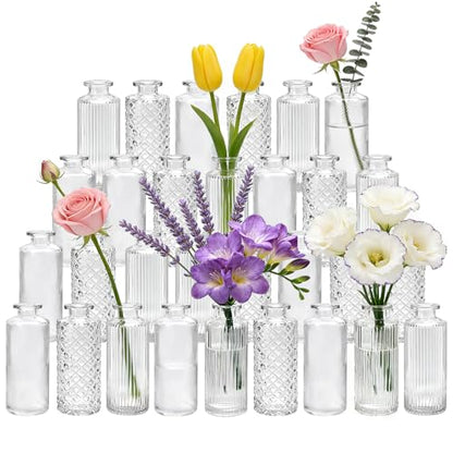 Glass Bud Vases 30 Pack, Small Clear Flower Vases for Centerpieces in Bulk - color: Clear