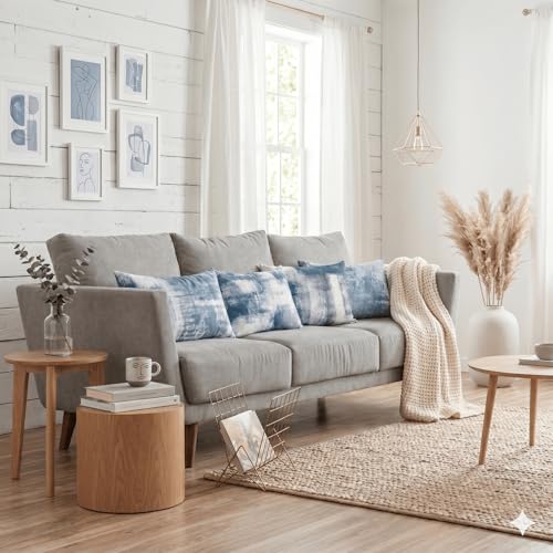 Modern Abstract Throw Pillow Covers 12x20, Blue & Grey Set of 4 - color: Blue and Grey, size: 20" x 12" (Pack of 4)