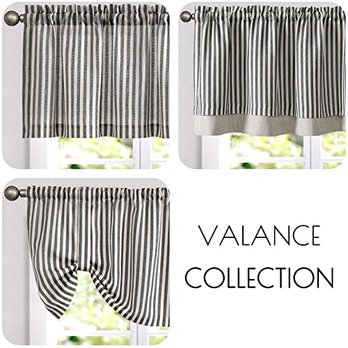 jinchan Stripe Linen Kitchen Valance Curtain, 50x16, 1 Panel, Grey - color: Boxter Striped | Charocoal Grey on Linen, size: 50"W x 16"L (Pack of 1)