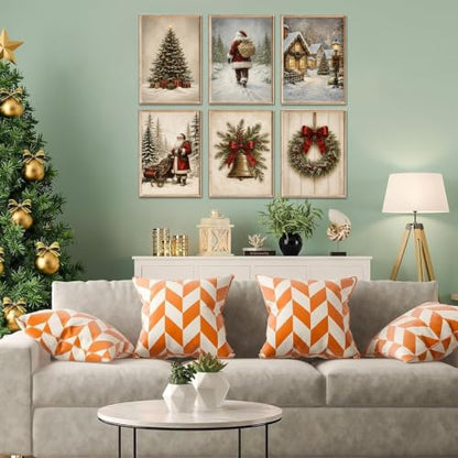 KBKBART 6pcs Christmas Wall Art Decor, Santa Claus Holiday Prints Paintings - color: Christmast Prints