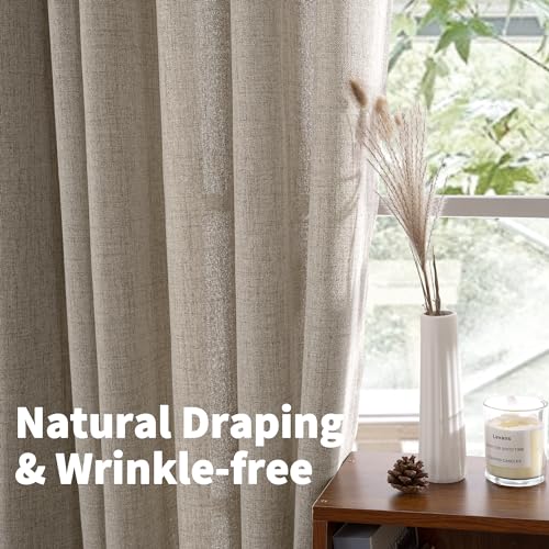 YoungsTex 68 Inch Length Burlap Linen Curtains 2 Panels Set for Living Room - color: Dark Oatmeal, size: 52"W x 68"L (Pack of 2)