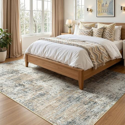5x7 Area Rugs for Living Room Bedroom, Washable Non Slip Brown Rug - color: Brown, size: 5' x 7' (Rectangular)
