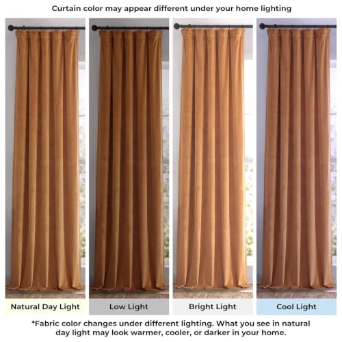 Extra Wide Velvet Blackout Curtains (1 Panel) - 100W x 120L, Amber Gold - color: Amber Gold, size: 100"W x 120"L (Pack of 1)
