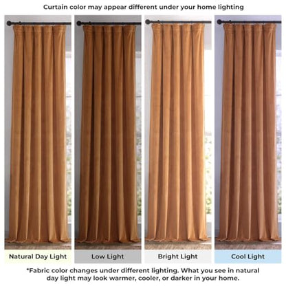 Extra Wide Velvet Blackout Curtains (1 Panel) - 100W x 120L, Amber Gold - color: Amber Gold, size: 100"W x 120"L (Pack of 1)