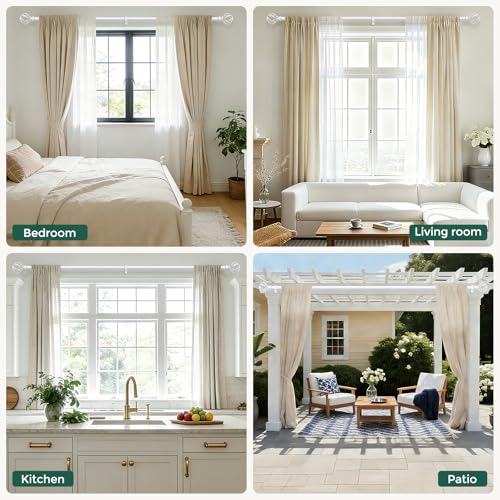 2 Pack White Curtain Rod 36-88 Inch, Adjustable Curtain Rods for Windows - color: White, size: 36"-88"|2 Pack