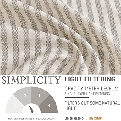 jinchan Linen Boxter Stripe Valances for Window 16 inch,Taupe Grey,1 Panel - color: Boxter Stripe | Taupe Grey on Linen, size: 50"W x 16"L (Pack of 1)