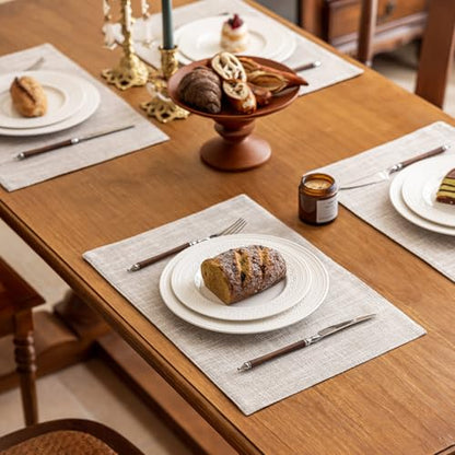 KXN Placemats Set of 4, Durable Dual-Layer Fabric Table Mats, Beige - color: Beige