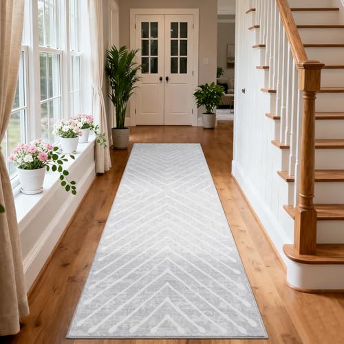 ROYHOME Washable Runner Rug 2x6 Non Slip Hallway Runner Rug for Entryway - color: Grey, size: 2' x 6' (Runner)