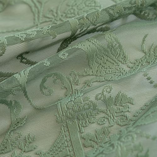 TUDECO Green Lace Curtains 96 Inch Long, Embroidered Floral Sheer 2 Panels - color: Olive Green, size: 59"W x 96"L (Pack of 2)