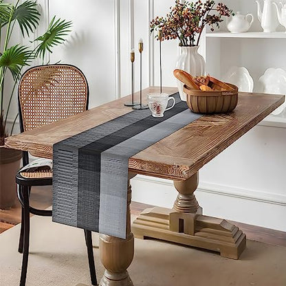 Aofmee Table Runner and Placemats Set of 6 Washable, Heat Resistant Place Mats with Table Runner, Woven Vinyl Table Placemats for Dining Table, Stain Resistant Kitchen Table Mats Sets, Easy to Clean - color: Black, size: Set of 7