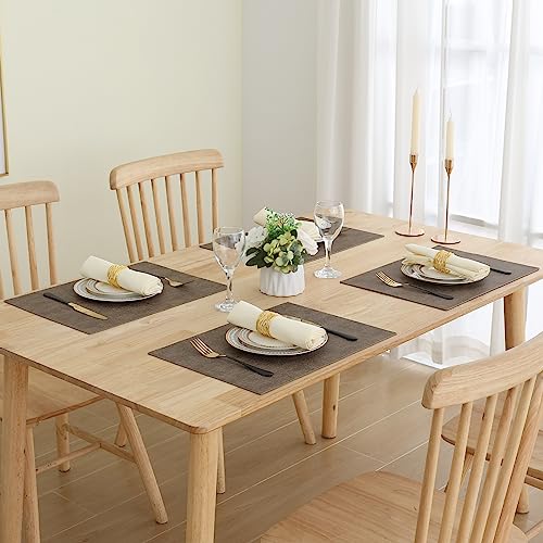 Homaxy PU Faux Leather Placemats for Dining Table, Set of 6, Dark Brown - color: Dark Brown