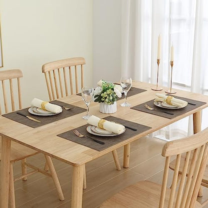 Homaxy PU Faux Leather Placemats for Dining Table, Set of 6, Dark Brown - color: Dark Brown