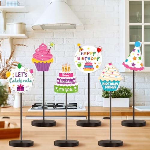 DoubleFill 6 Pcs Happy Birthday Party Decoration for Table Centerpieces - style: Happy Birthday