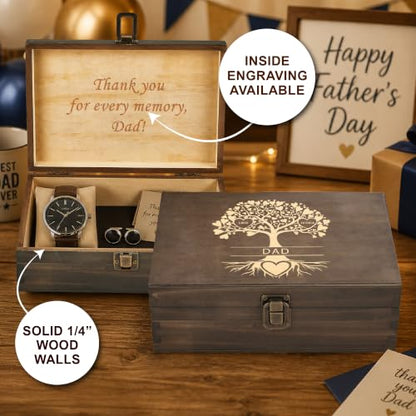 Gifts for Grandpa or Dad, Personalized Family Tree Memory Box, Father's Day - style: 20. Dad Family Tree