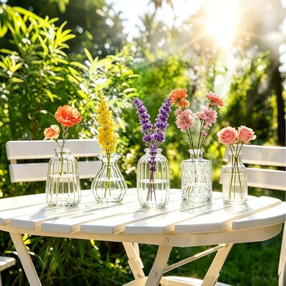 KJHL 5 Pcs Small Glass Bud Vases, Mini Flower Vases for Wedding Centerpiece - size: 5 Pcs