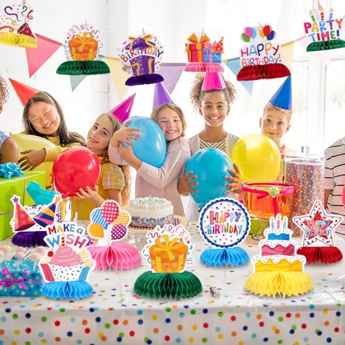 NatNarr Birthday Table Decorations Happy Birthday Honeycomb Centerpieces - style: Happy Birthday