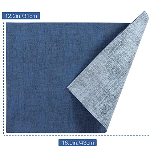 SUEH DESIGN Leather Placemats Table Mats Set of 6, Navy Blue & Light Blue - color: A: Navy Blue & Light Blue
