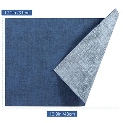 SUEH DESIGN Leather Placemats Table Mats Set of 6, Navy Blue & Light Blue - color: A: Navy Blue & Light Blue