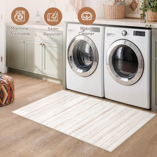 Nakagishi Boho 3x5 Area Rug Living Room Rugs Machine Washable Beige/Brown - color: Beige Brown, size: 3' X 5' (Rectangular)