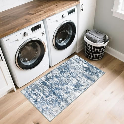 Entryway Runner Rug 2x4 ft, Non Slip Carpet Runner, Blue - color: Abstract-blue, size: 2' x 4' (Runner)