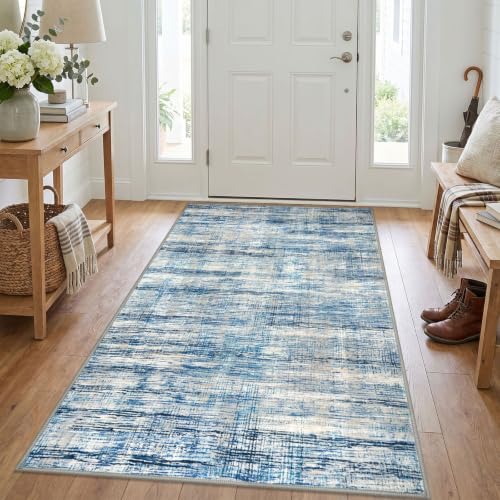 KOZYFLY Abstract 3x5 Ft Area Rug Washable Rugs for Entryway Blue Beige - color: Blue Beige, size: 3' x 5' (Rectangular)