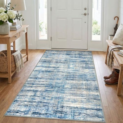 KOZYFLY Abstract 3x5 Ft Area Rug Washable Rugs for Entryway Blue Beige - color: Blue Beige, size: 3' x 5' (Rectangular)