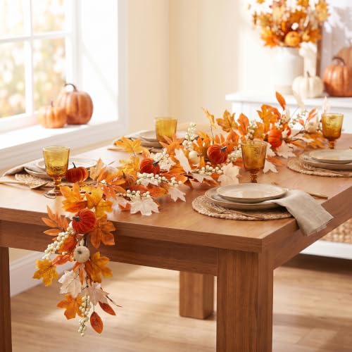 nuvagiki Fall Garland for Mantle, Pumpkin Garland Thanksgiving Decorations