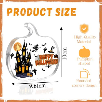 Pumpkin Shaped Acrylic Tabletop Sign, Happy Halloween Standing Decor