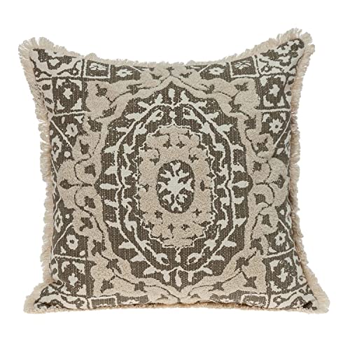 HomeRoots Boho Garland Beige and Dark Brown Decorative Accent Pillow