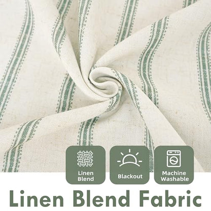 DriftAway Farmhouse Stripe Blackout Curtains, Grommet, W52xL72, Loden Green - color: G Loden Green Stripe, size: 52"W x 72"L (Pack of 2)