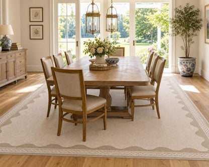 GarveeHome Scalloped Rug - color: Beige, size: 6' x 8' (Rectangular)
