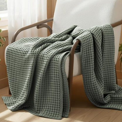 Exclusivo Mezcla 100% Cotton Blanket Full Size for Bed, Celadon - color: Celadon, size: Full (80" x 90")