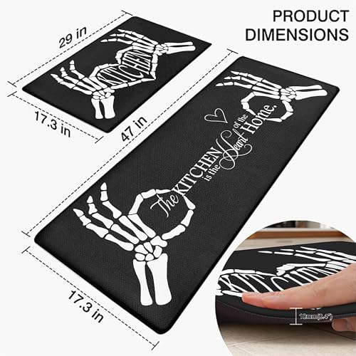 Kitchen Rugs for Floor 2 Pcs Memory Foam Padded Anti Fatigue Kitchen Mat - color: Black