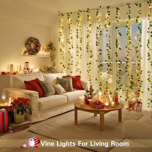 JMEXSUSS Vines with Fairy Lights for Bedroom, 300 LED Ivy Curtain Lights - color: Ivy, size: 9.8ft x 9.8ft - 300 LED