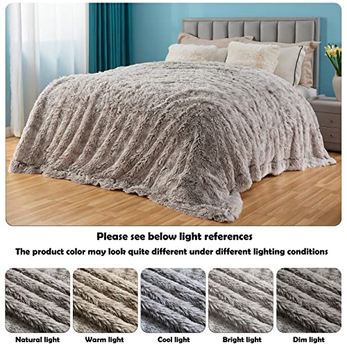 GONAAP Fuzzy Faux Fur Throw Blanket for Couch, Frosty Grey, 50"x60" - color: Frosty Grey, size: Throw(50"x60")