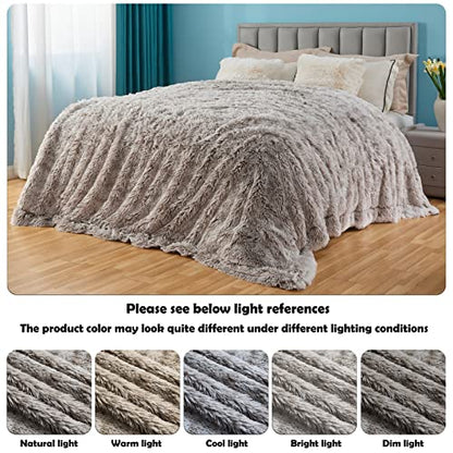 GONAAP Fuzzy Faux Fur Twin Blanket for Couch, Frosty Grey, 60"x80" - color: Frosty Grey, size: Twin(60"x80")