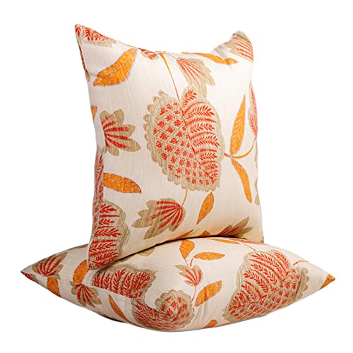JMGBird Orange Outdoor Pillows 18x18 Throw Pillows with Inserts Included - color: White With Orange