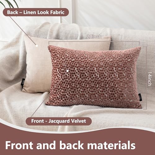 FIFU Lumbar Pillow Covers 14x20 Inch Set of 2, Jacquard Velvet, Dusty Rose - color: Dusty Rose Pink, size: 20" x 14" (Pack of 2)