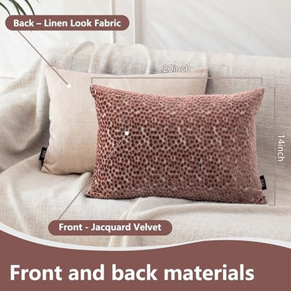 FIFU Lumbar Pillow Covers 14x20 Inch Set of 2, Jacquard Velvet, Dusty Rose - color: Dusty Rose Pink, size: 20" x 14" (Pack of 2)