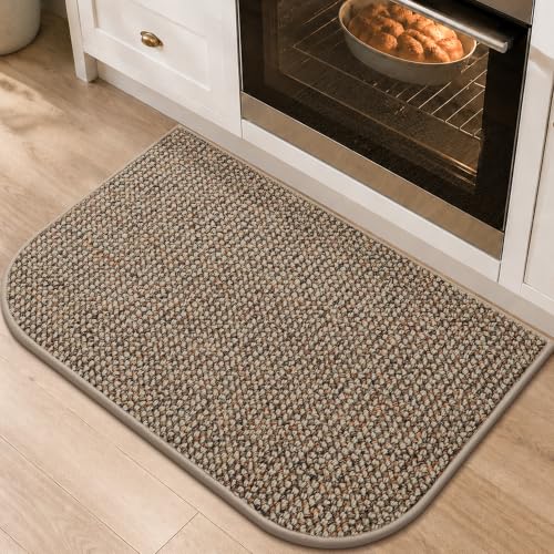 COSY HOMEER Half Moon Kitchen Rug Non-Slip Washable Kitchen Sink Mat - color: Beige, size: 24" × 36" (Semicircular)